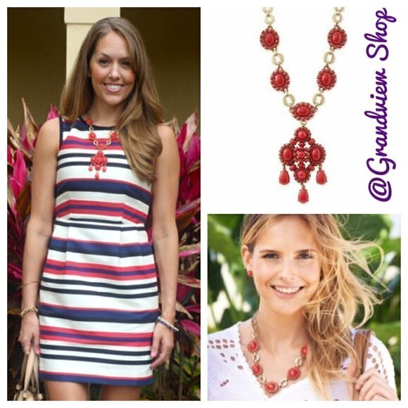 Stella & Dot Sardinia Vibrant Red Statement Necklace - Picture 5 of 9